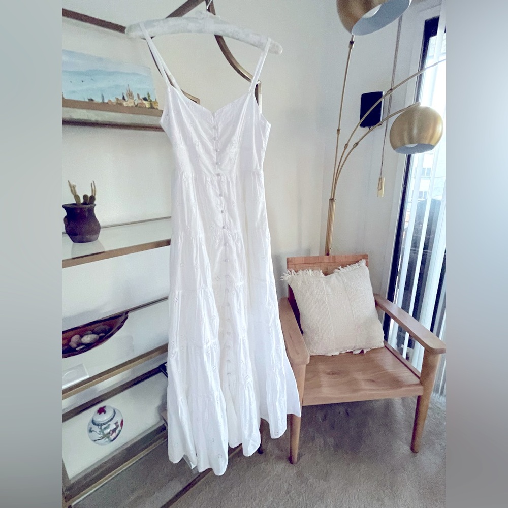 J Crew White Cotton Eyelet Maxi Dress